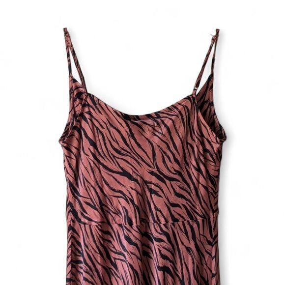 Anthropologie 90s Grunge Elyse Slip Dress Zebra Print Silky Drape Neck Midi Sz S - Picture 7 of 14